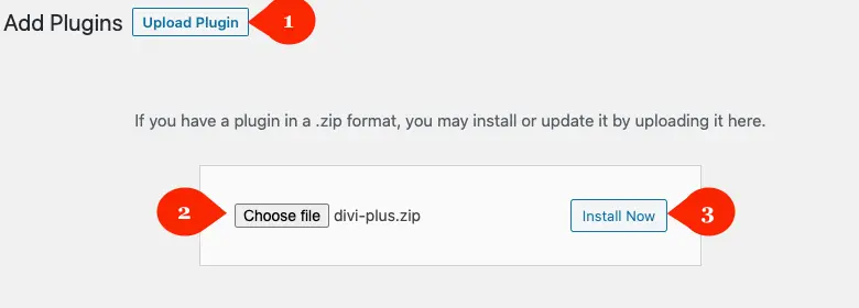 Upload Divi Plus plugin