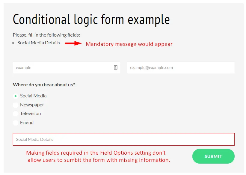 Working of Divi conditional logic form step c