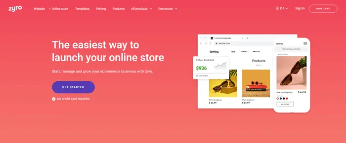 Zyro online store builder