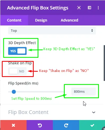 Advanced flip box module content settings