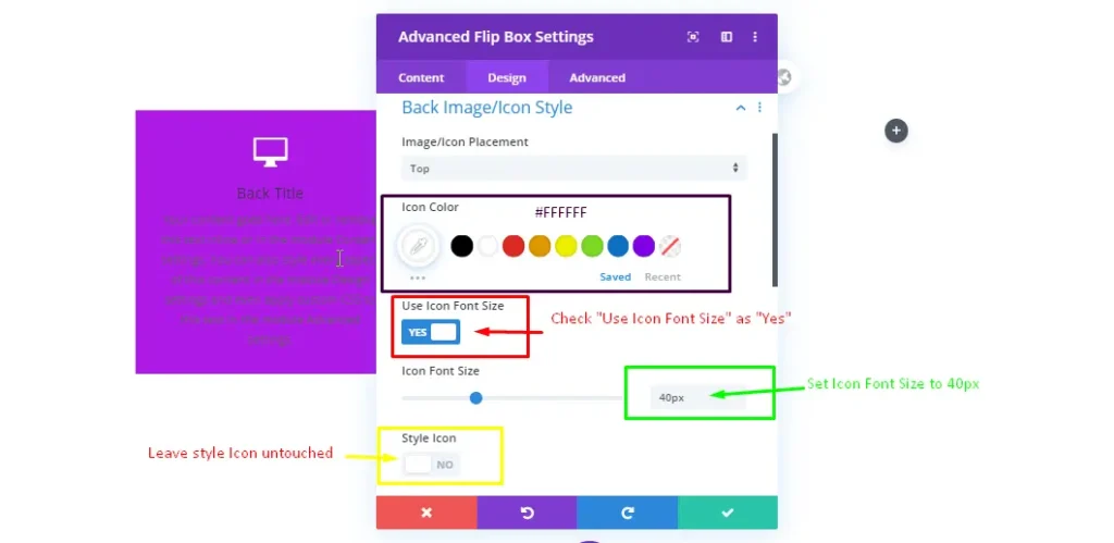 Back image or icon style setting