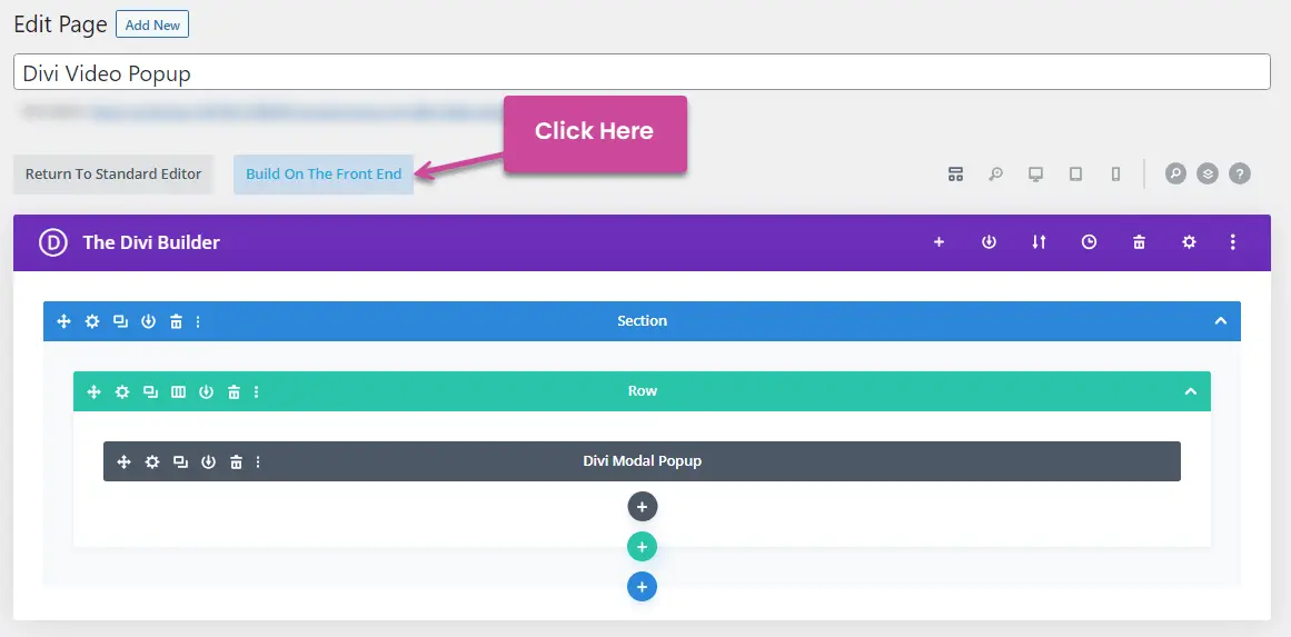 Build on the front end - Divi video popup