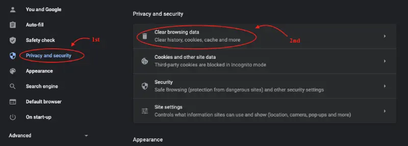 Clear browsing data