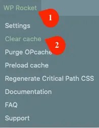 Clearing WP Rocket cache