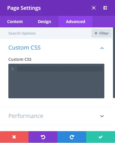 Custom CSS settings