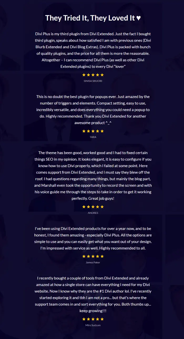 Customer reviews for Divi Extended