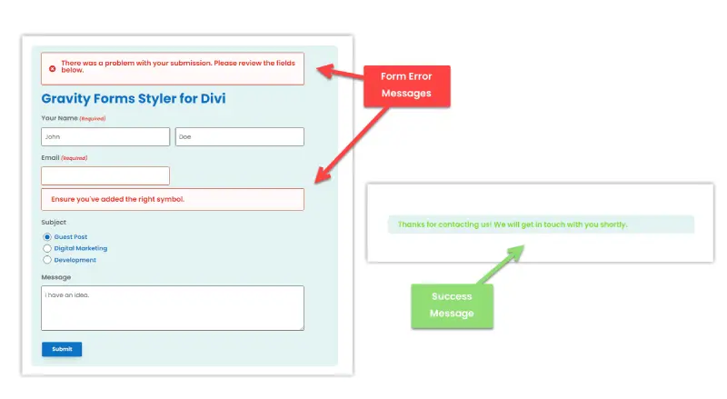 Customized form messages