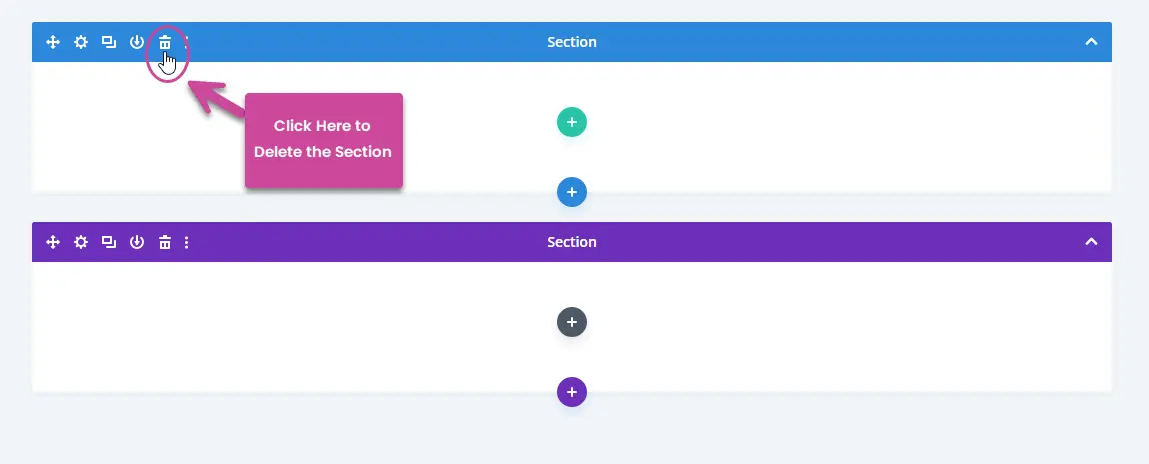 Deleting the default Divi section for the sliding hero