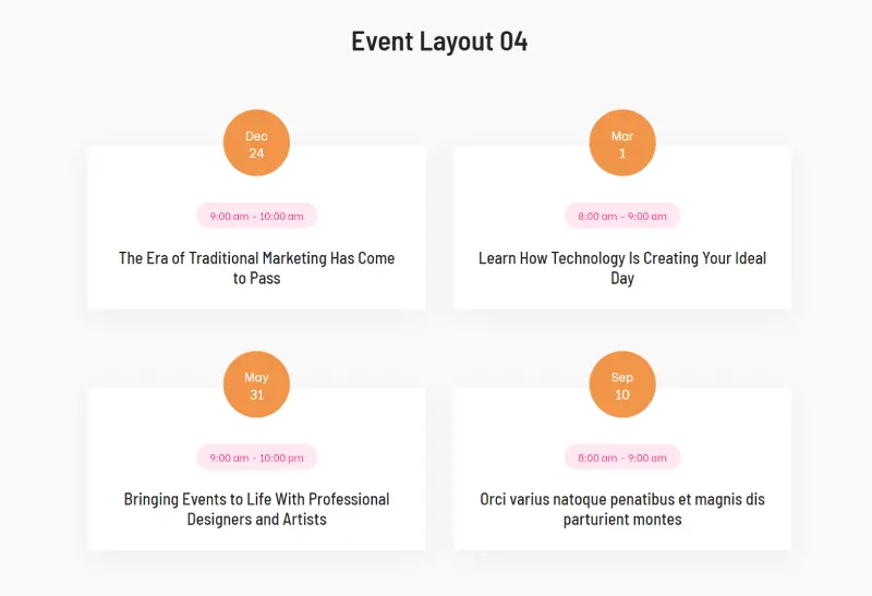 Divi events calendar layout 4