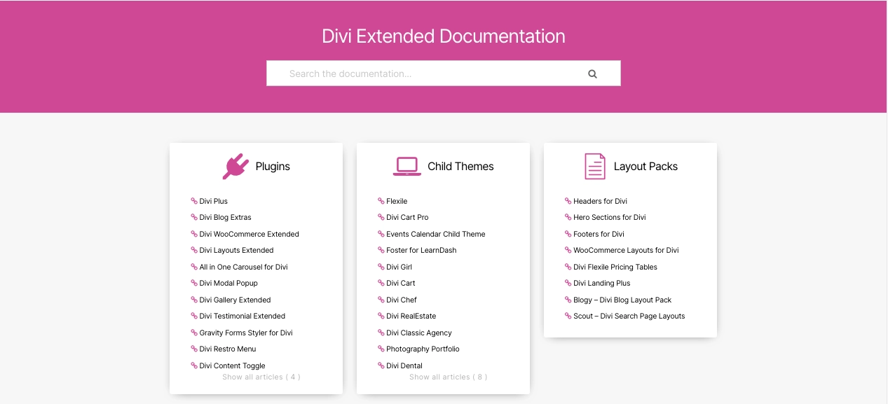 Divi Extended documentation page