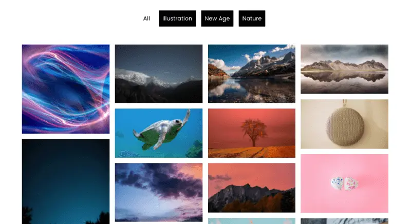 Divi filterable image gallery example 1