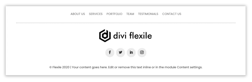 Divi Flexile footer layout 2