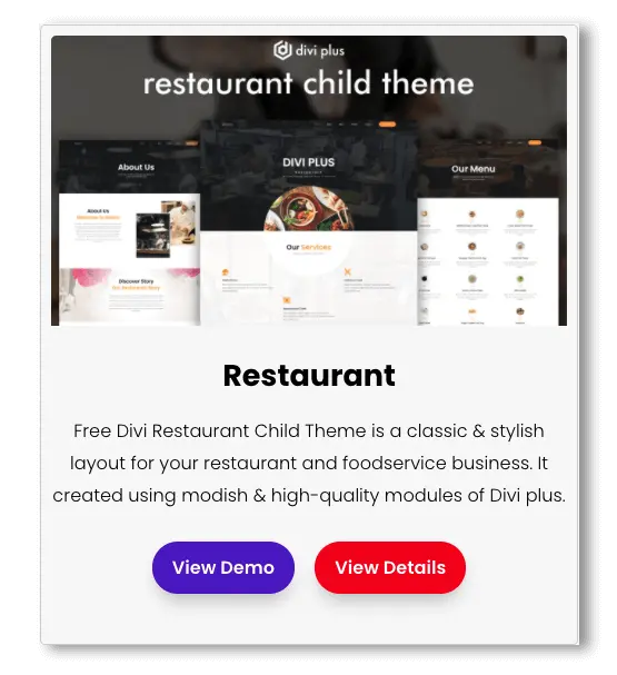 Divi Plus restaurant child theme