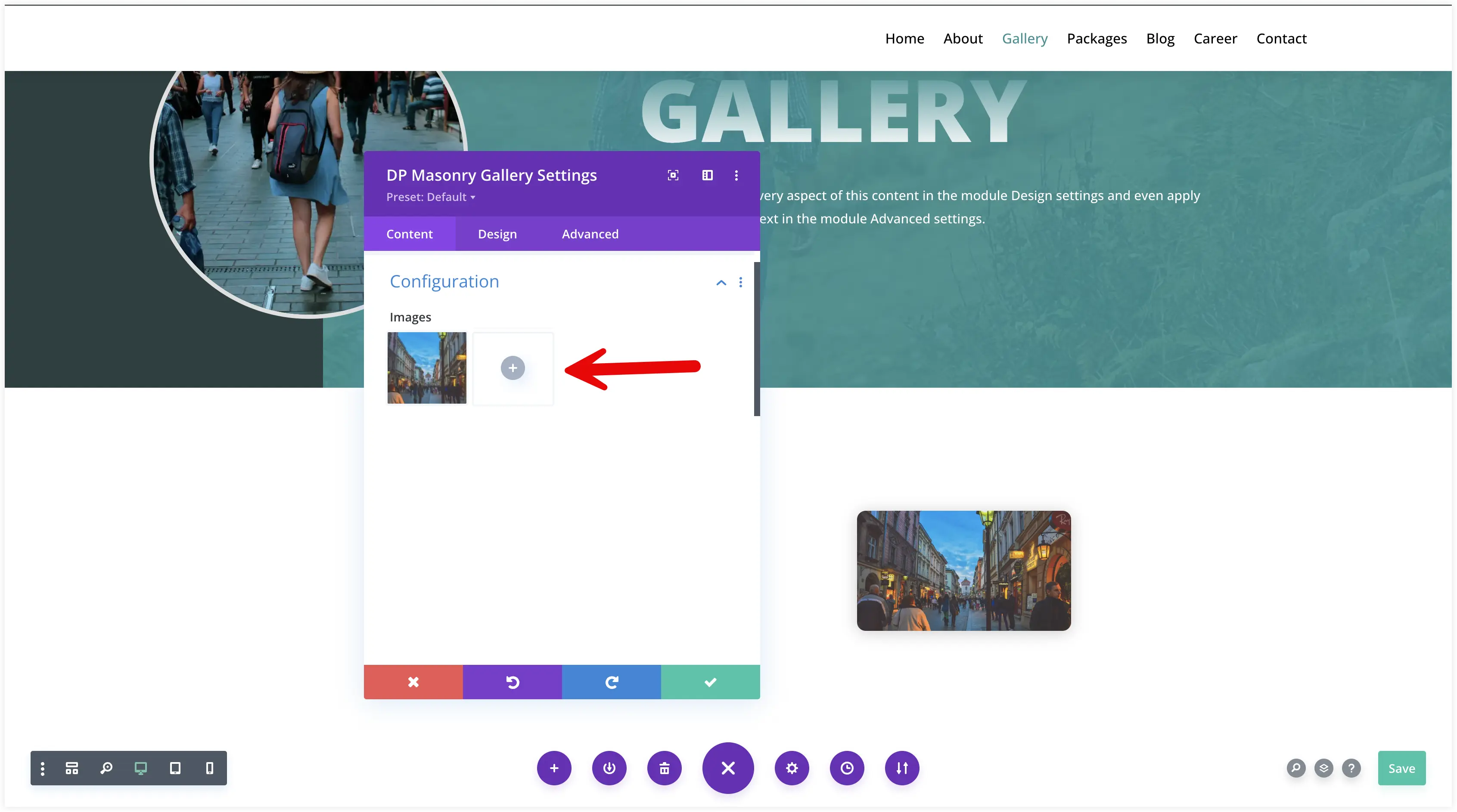 Customize Divi Travel Agency gallery page