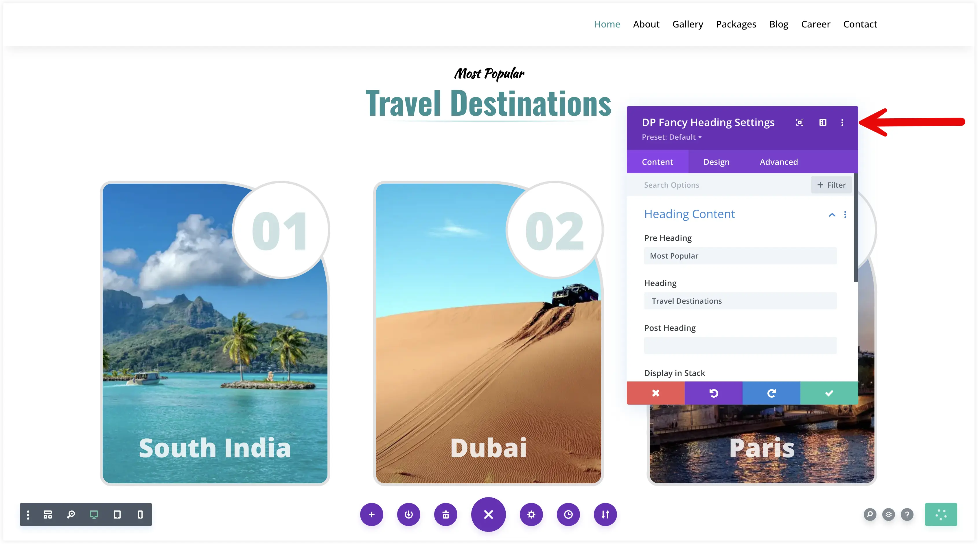 Customize Divi Travel Agency homepage