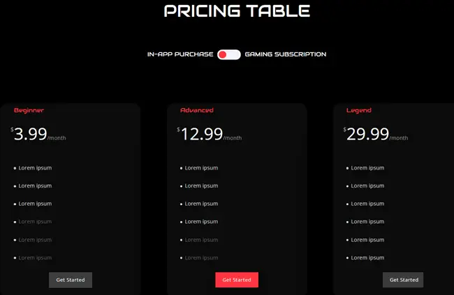 Divi video game pricing layout pack