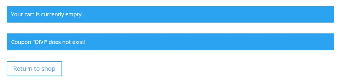 Divi Woo Cart page notice