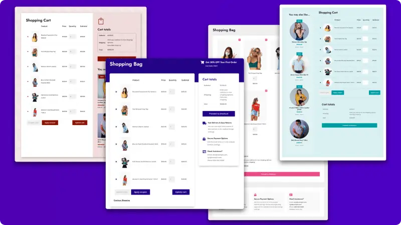 Divi WooCommerce cart page templates previous update