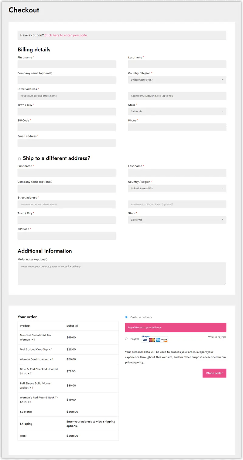Divi WooCommerce checkout page template 8