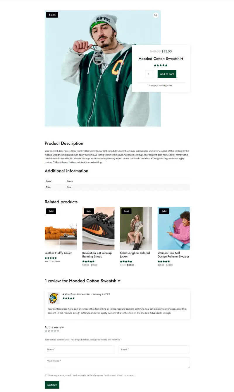 Divi WooCommerce product page layout 52