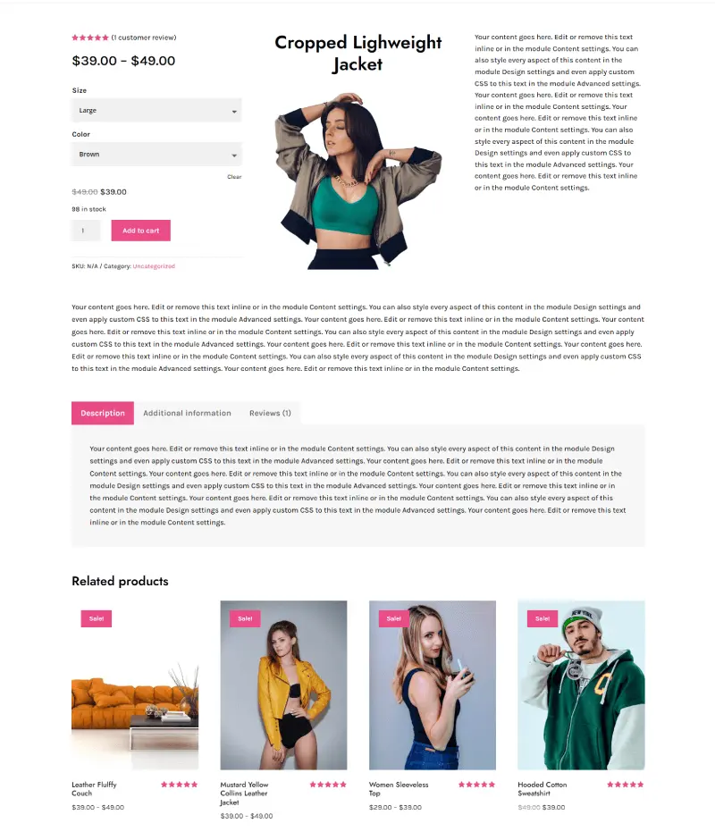 Divi WooCommerce product page layout 55
