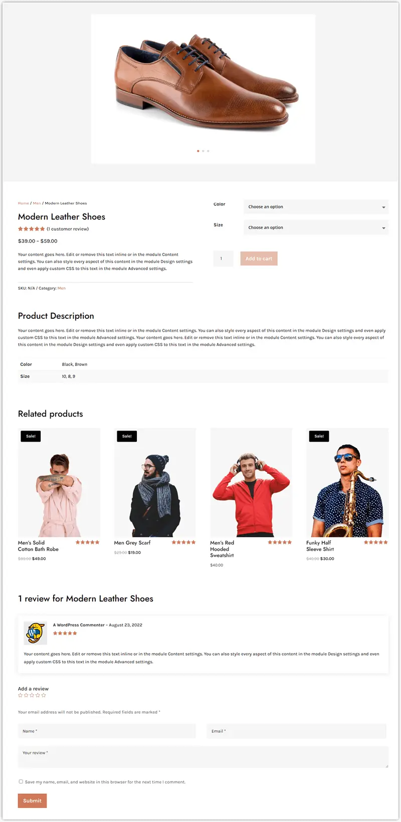 Divi WooCommerce product page template 33