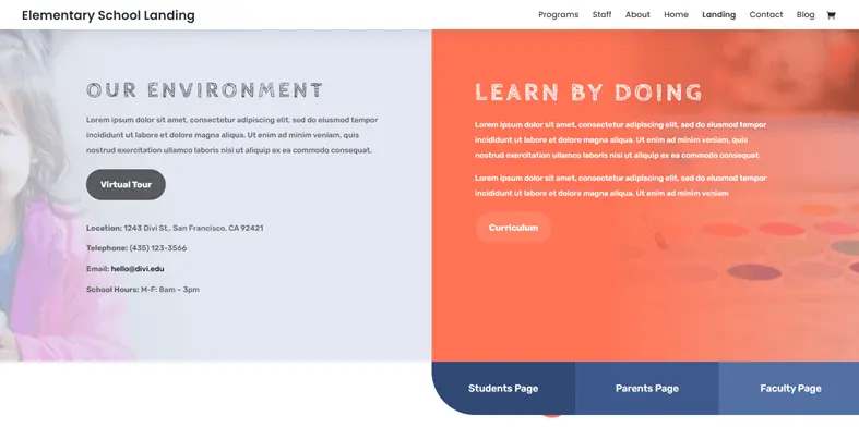 Elementary School Divi education theme