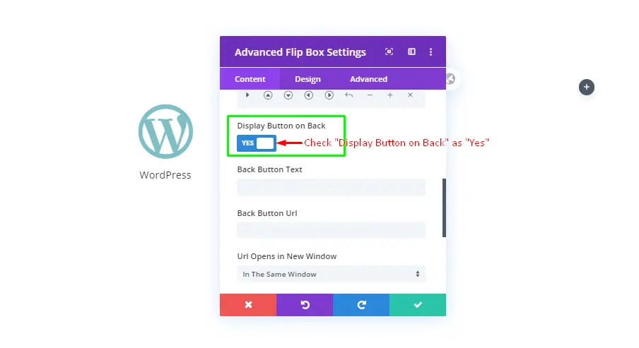 Flip box back elements settings