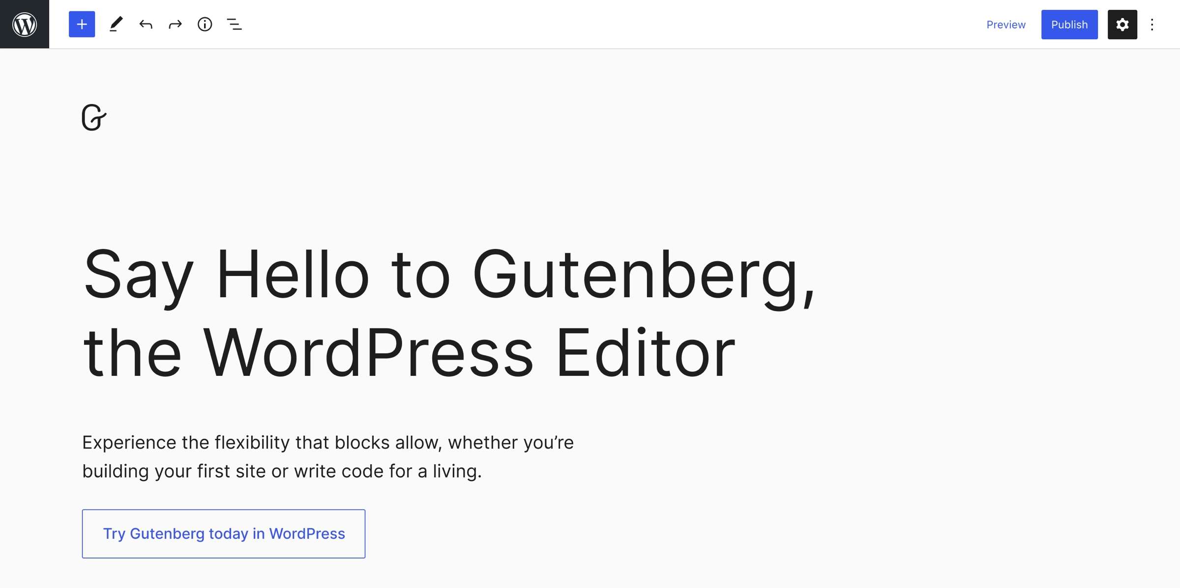Gutenberg editor of WordPress