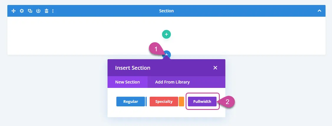 Inserting a fullwidth section