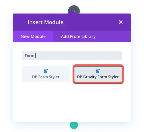 Inserting Gravity form styler module