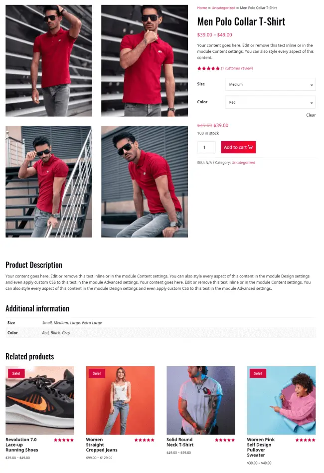 Product page example for Divi