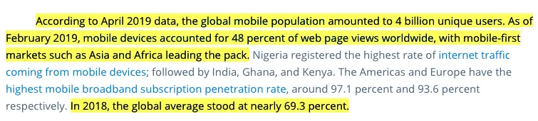 Report of internet mobile users worldwide by statista