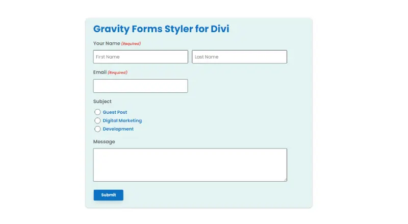 Styled Gravity forms in Divi