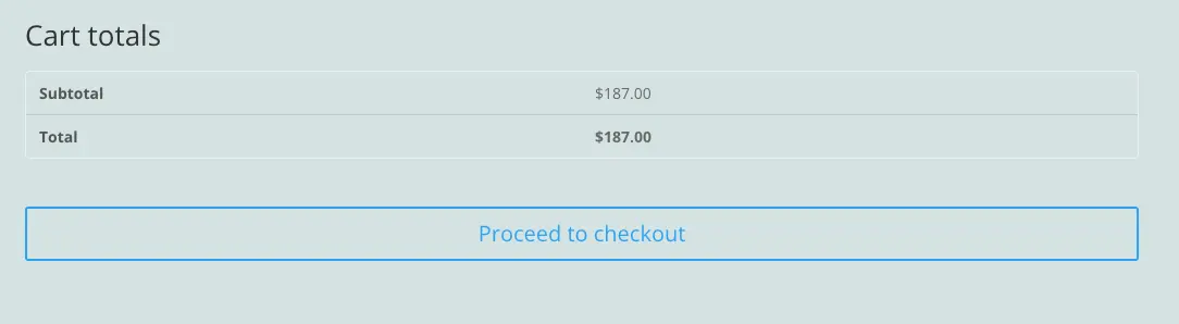 The default look of cart totals in Divi