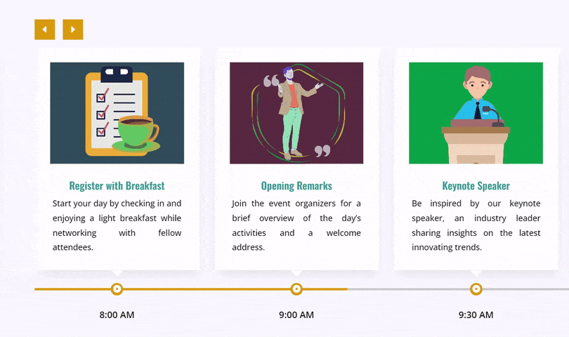 Divi timeline carousel for event