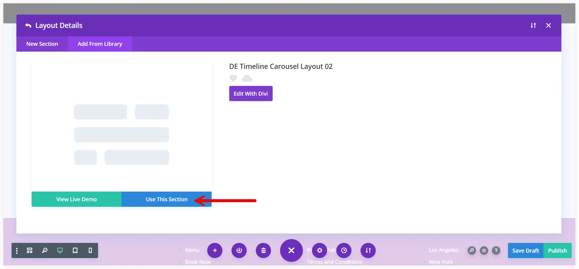 Use prebuilt timeline carousel layout 