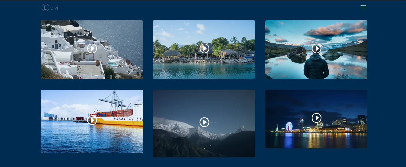 Video gallery for Divi example 1