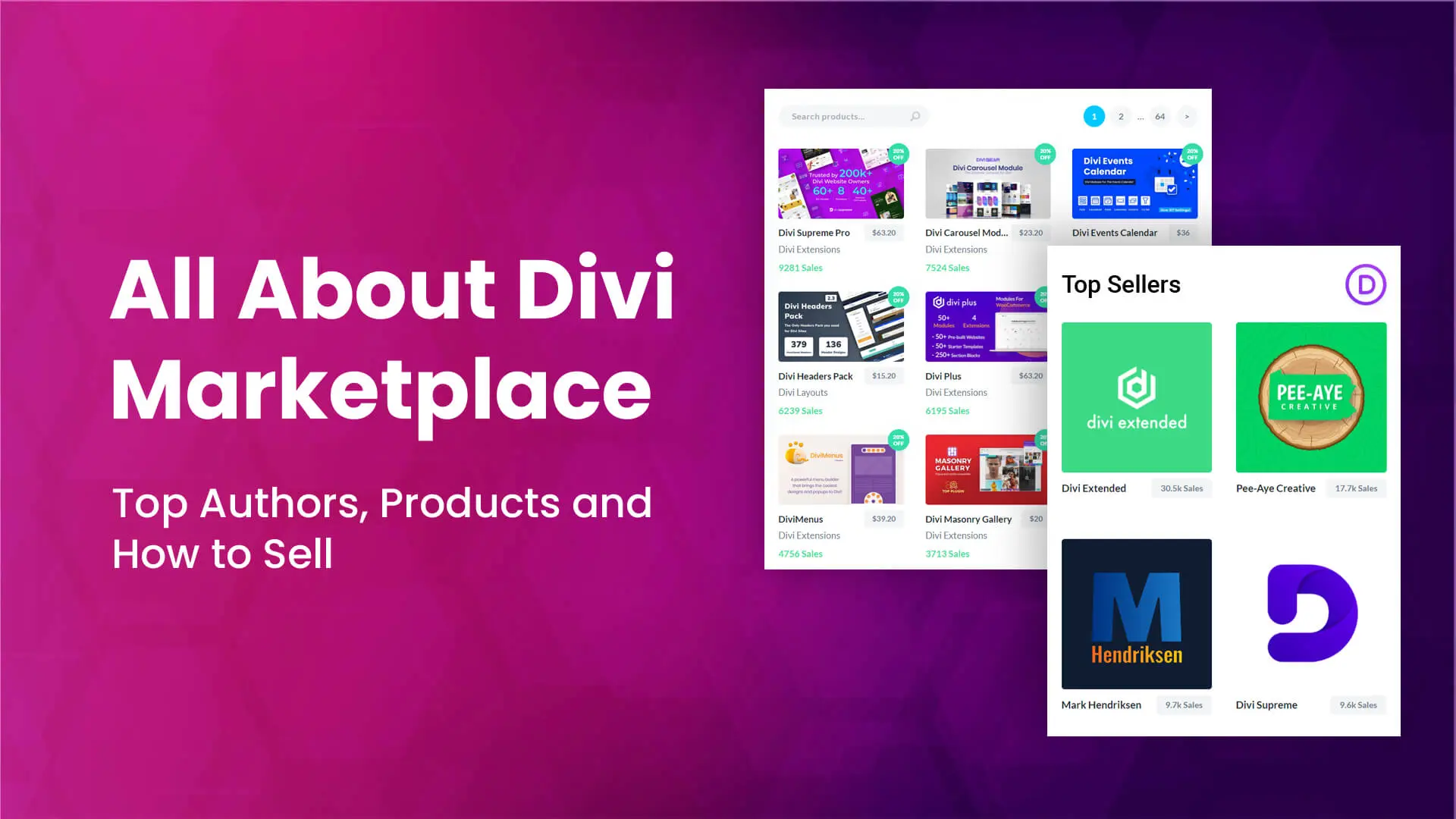 What's Divi theme marketplace top authors, products and how to sell