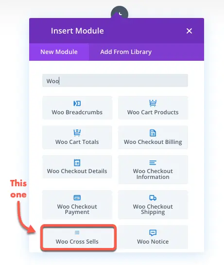 Woo Cross Sells Divi module for WooCommerce