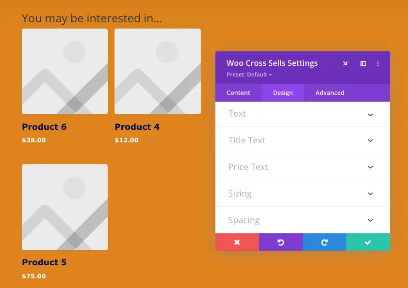 Woo Cross Sells Divi WooCommerce module