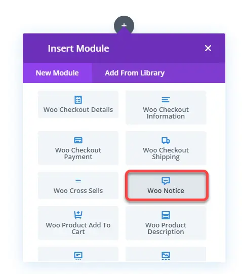 Woo Notice Divi module for WooCommerce