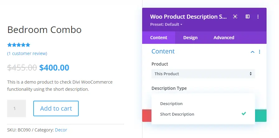 Woo Product Description type option