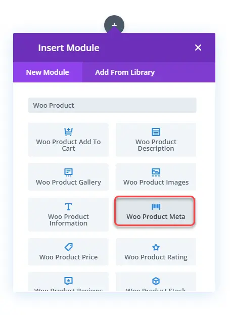 Woo Product Meta Divi module for WooCommerce