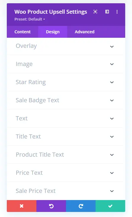 Woo Product Upsell design tab settings