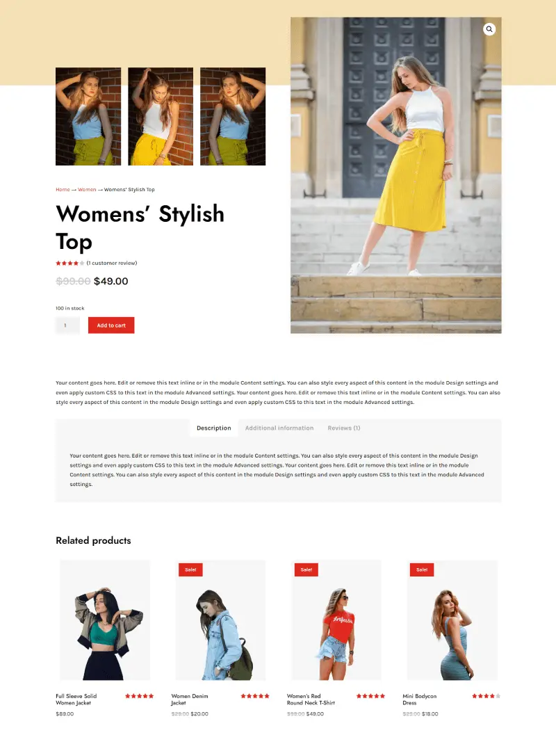 WooCommerce product page layout 50