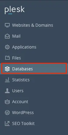 WordPress site's database area