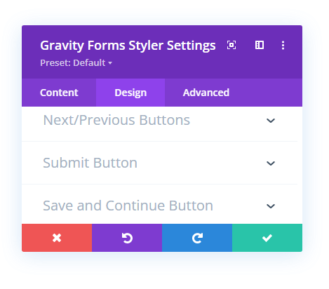 Form Buttons Style options
