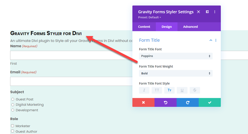 Text customizations on Form Title
