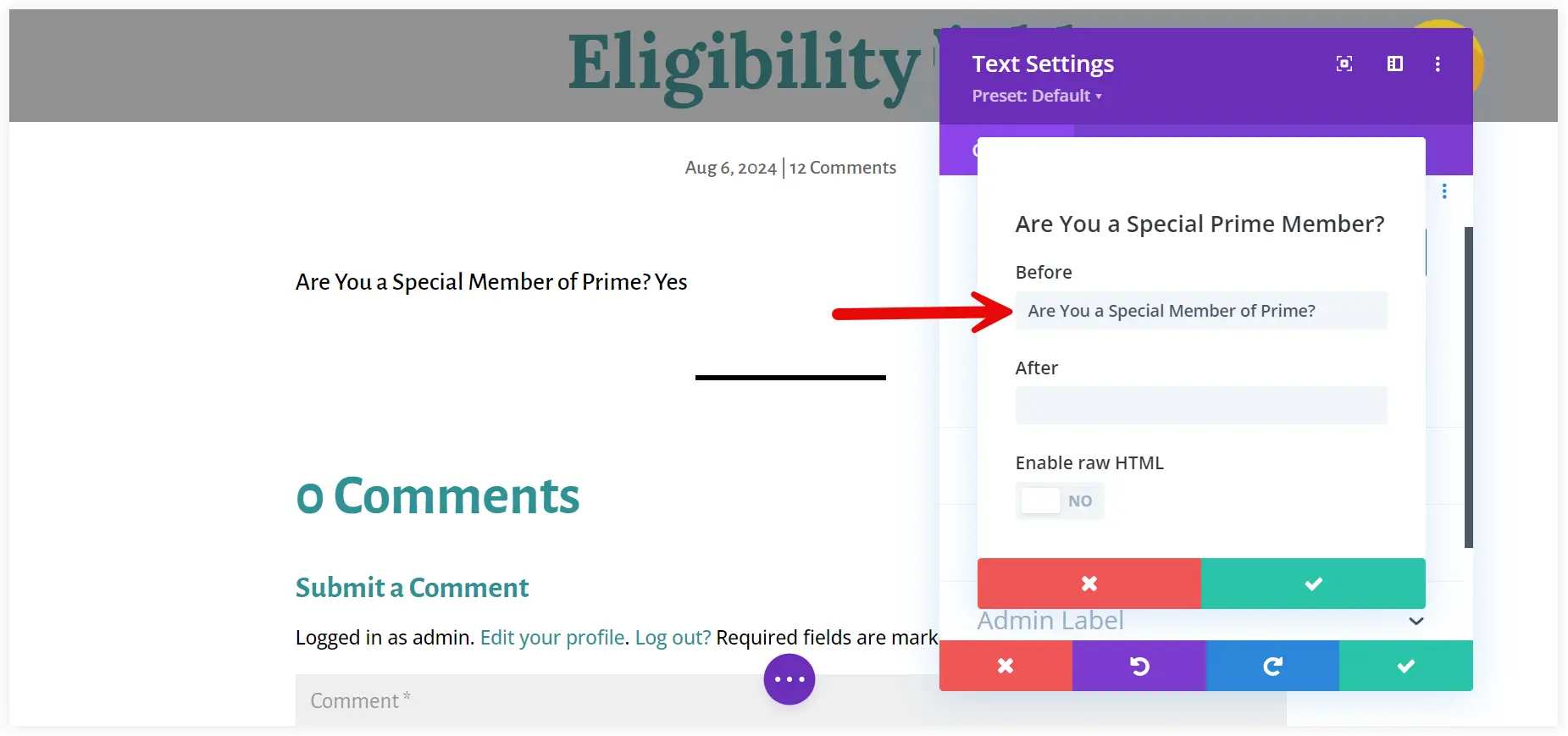 Add ACF custom field label in Divi module